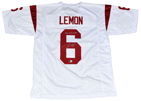 MAKAI LEMON AUTOGRAPHED USC TROJANS #6 WHITE JERSEY W/ 2025 BILETNIKOFF