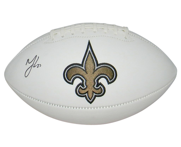 MARSHON LATTIMORE SIGNED AUTOGRAPHED NEW ORLEANS SAINTS WHITE LOGO FOOTBALL JSA