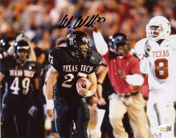 WES WELKER AUTOGRAPHED TEXAS TECH RED RAIDERS VS LONGHORNS 8x10 PHOTO JSA