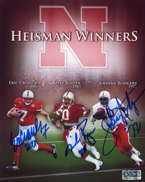 ERIC CROUCH MIKE ROZIER JOHNNY RODGERS SIGNED NEBRASKA CORNHUSKERS 8x10 PHOTO
