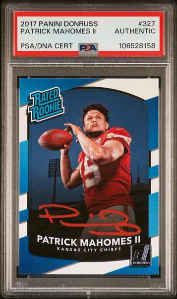 PATRICK MAHOMES SIGNED 2017 PANINI DONRUSS RATED ROOKIE #327 AUTO PSA AUTHENTIC