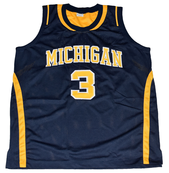 TREY BURKE AUTOGRAPHED MICHIGAN WOLVERINES #3 NAVY BASKETBALL JERSEY GTSM