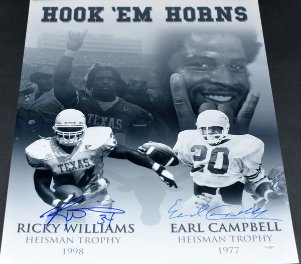 EARL CAMPBELL & RICKY WILLIAMS SIGNED TEXAS LONGHORNS 16x20 PHOTO JSA