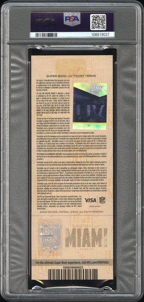 PATRICK MAHOMES SIGNED SUPER BOWL LIV 54 SILVER TICKET CHIEFS 49ERS PSA 8 AUTO