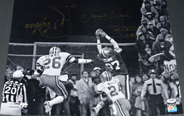 DWIGHT CLARK SIGNED SAN FRANCISCO 49ERS THE CATCH 16x20 PHOTO W/ PLAY DRAWN