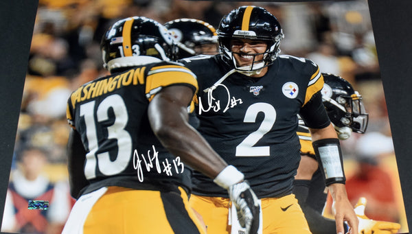 MASON RUDOLPH & JAMES WASHINGTON SIGNED PITTSBURGH STEELERS 16x20 PHOTO COA