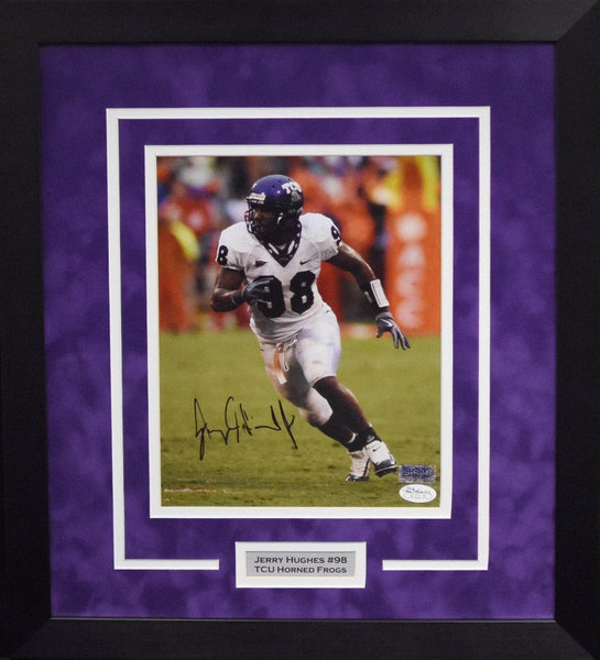 JERRY HUGHES AUTOGRAPHED TCU HORNED FROGS 8x10 FRAMED PHOTO COA