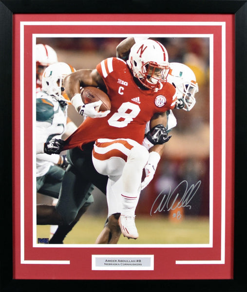 AMEER ABDULLAH AUTOGRAPHED NEBRASKA CORNHUSKERS 16x20 FRAMED PHOTO COA