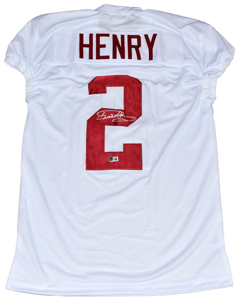 DERRICK HENRY SIGNED ALABAMA CRIMSON TIDE #2 WHITE GAME CUT JERSEY BECKETT