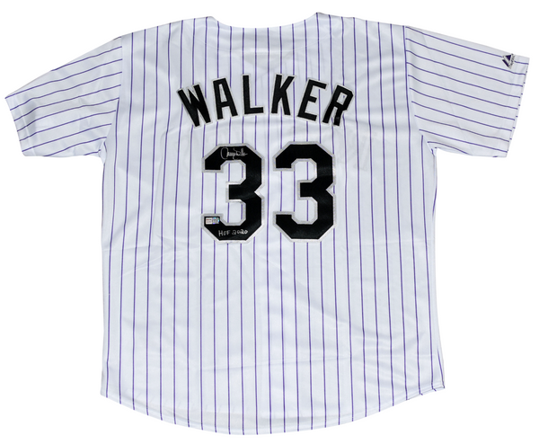 LARRY WALKER SIGNED COLORADO ROCKIES #33 WHITE MAJESTIC JERSEY W/ HOF 2020