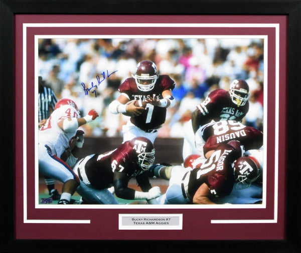 BUCKY RICHARDSON SIGNED TEXAS A&M AGGIES 16x20 FRAMED PHOTO COA