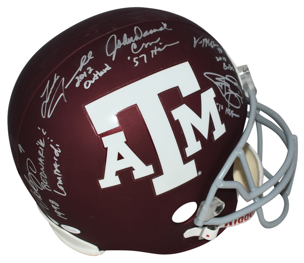 JOHN DAVID CROW JOHNNY MANZIEL VON MILLER DAT NGUYEN SIGNED TEXAS A&M F/S HELMET