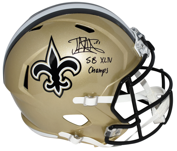 JONATHAN VILMA SIGNED NEW ORLEANS SAINTS FULL SIZE SPEED HELMET + SB XLIV CHAMPS