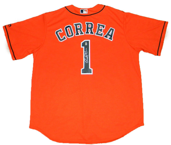 CARLOS CORREA AUTOGRAPHED HOUSTON ASTROS #1 ORANGE MAJESTIC JERSEY MLB AUTH