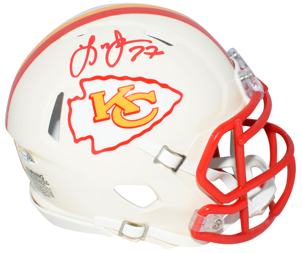 LARRY JOHNSON AUTOGRAPHED KANSAS CITY CHIEFS RETRO SPEED MINI HELMET JSA