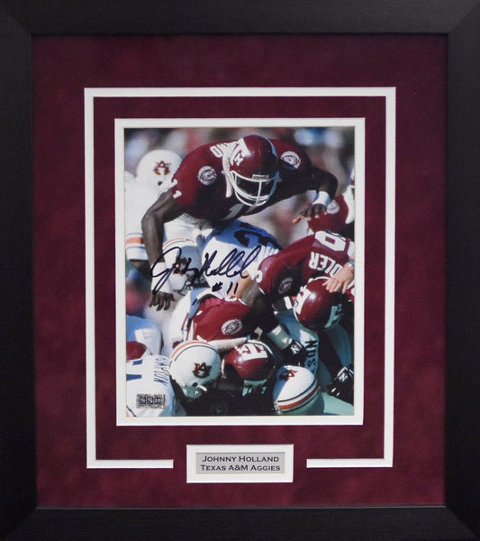 JOHNNY HOLLAND AUTOGRAPHED TEXAS A&M AGGIES 8x10 FRAMED PHOTO COA