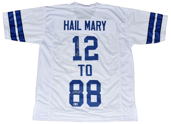 ROGER STAUBACH & DREW PEARSON SIGNED DALLAS COWBOYS HAIL MARY JERSEY BECKETT
