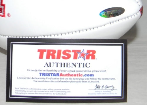 TYUS BOWSER AUTOGRAPHED SIGNED HOUSTON COUGARS WHITE LOGO FOOTBALL TRISTAR