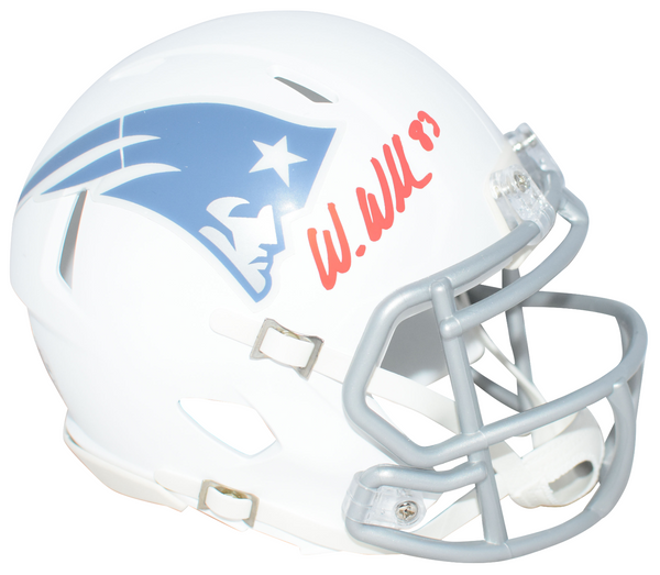 WES WELKER SIGNED NEW ENGLAND PATRIOTS 2025 RIVALRIES SPEED MINI HELMET JSA