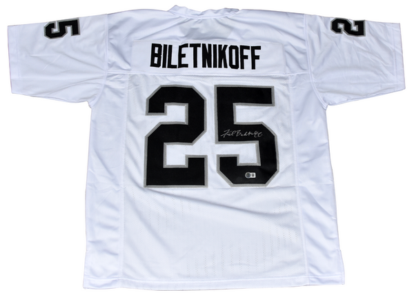 FRED BILETNIKOFF AUTOGRAPHED OAKLAND RAIDERS #25 WHITE JERSEY BECKETT