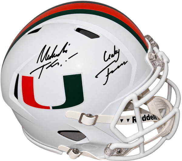 MALACHI TONEY AUTOGRAPHED MIAMI HURRICANES FULL SIZE SPEED HELMET W/ BABY JESUS