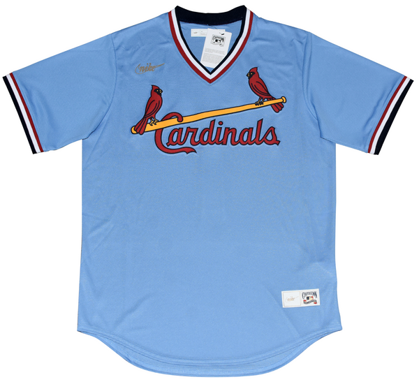 OZZIE SMITH SIGNED ST LOUIS CARDINALS BLUE NIKE COOPERSTOWN JERSEY W/ HOF 2002