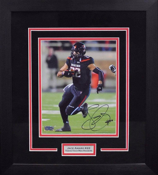 JACE AMARO AUTOGRAPHED TEXAS TECH RED RAIDERS 8x10 FRAMED PHOTO COA