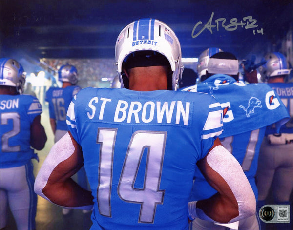 AMON-RA ST BROWN AUTOGRAPHED DETROIT LIONS TUNNEL 8x10 PHOTO BECKETT
