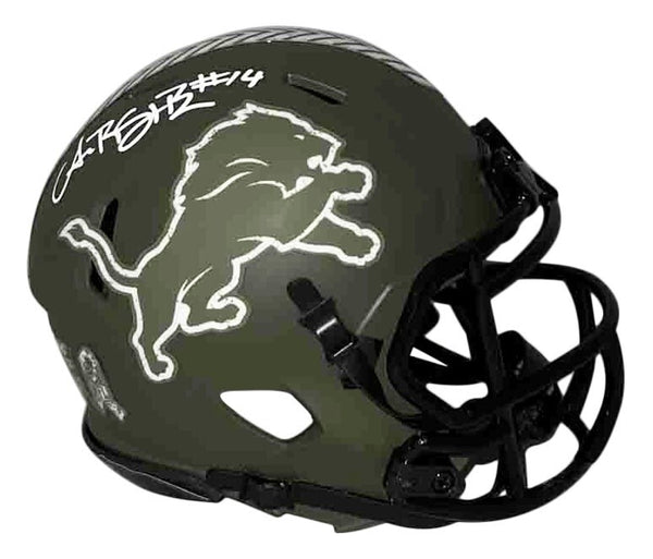 AMON-RA ST BROWN SIGNED DETROIT LIONS SALUTE TO SERVICE MINI HELMET BECKETT