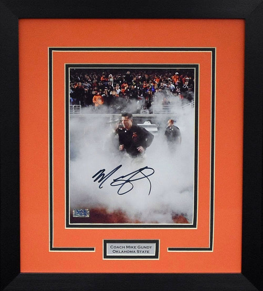 MIKE GUNDY AUTOGRAPHED OKLAHOMA STATE COWBOYS 8x10 FRAMED PHOTO COA