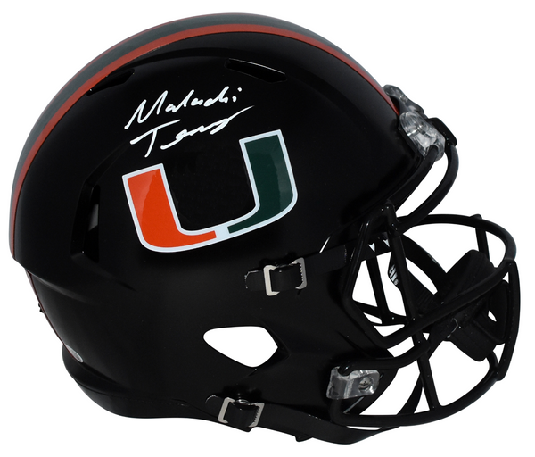 MALACHI TONEY SIGNED MIAMI HURRICANES BLACK FULL SIZE SPEED HELMET JSA