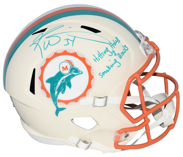 RICKY WILLIAMS SIGNED MIAMI DOLPHINS RETRO FULL SIZE HELMET W/ SMOKING BOWLS