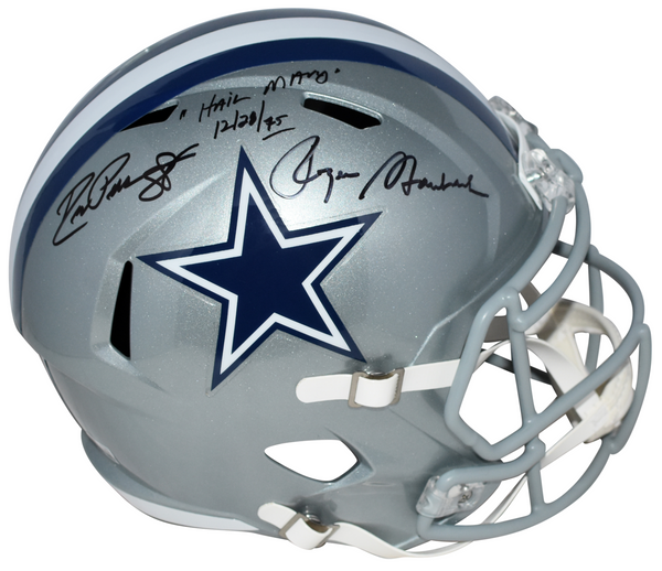 ROGER STAUBACH & DREW PEARSON SIGNED DALLAS COWBOYS FULL SIZE HELMET + HAIL MARY