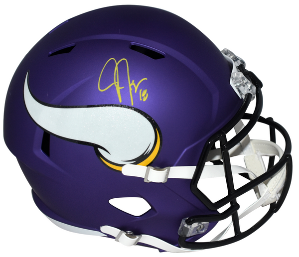 JUSTIN JEFFERSON AUTOGRAPHED MINNESOTA VIKINGS FULL SIZE SPEED HELMET BECKETT