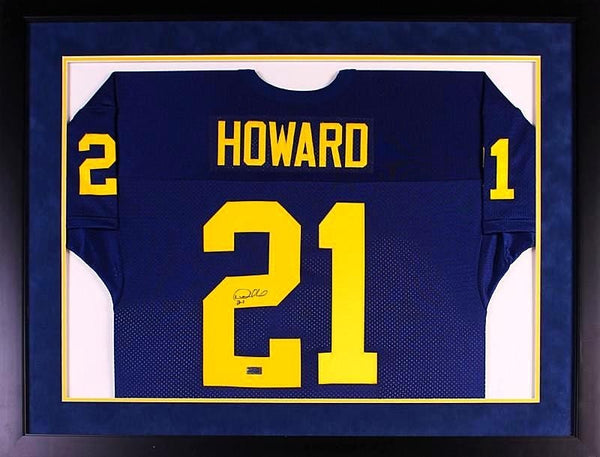 DESMOND HOWARD AUTOGRAPHED MICHIGAN WOLVERINES #21 FRAMED JERSEY COA