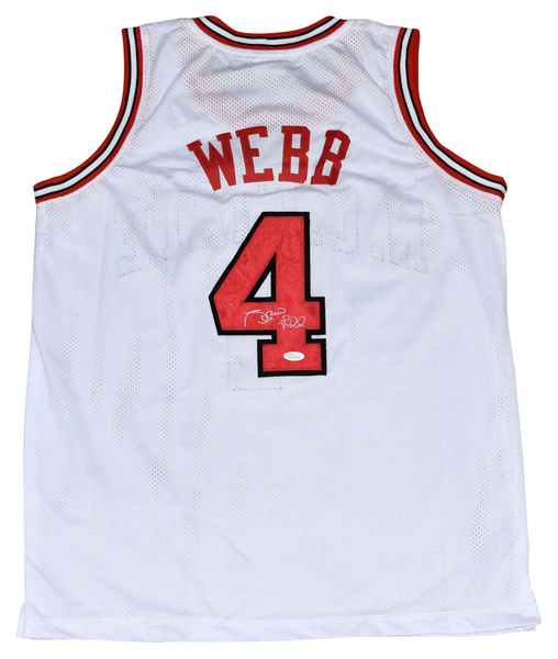 SPUD WEBB SIGNED NORTH CAROLINA NC STATE WOLFPACK #4 WHITE JERSEY JSA