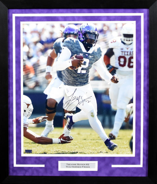 TREVONE BOYKIN SIGNED TCU HORNED FROGS 16x20 FRAMED PHOTO COA