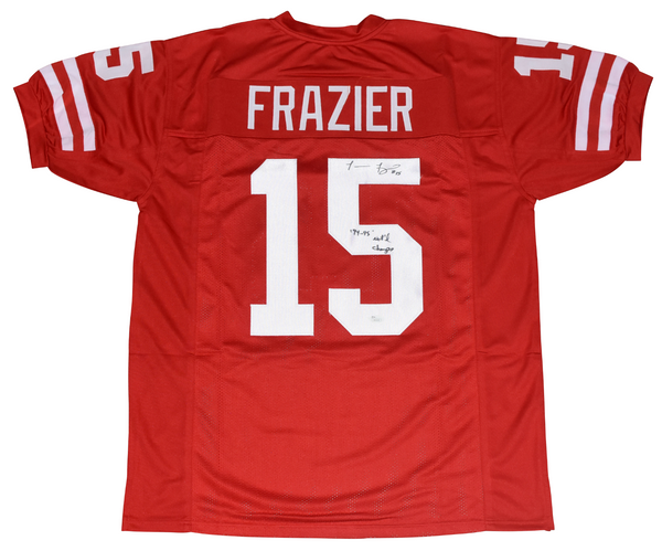 TOMMIE FRAZIER AUTOGRAPHED NEBRASKA CORNHUSKERS #12 RED JERSEY JSA