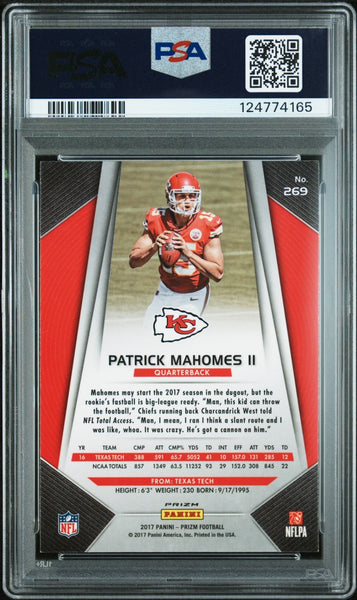 PATRICK MAHOMES SIGNED 2017 PANINI SILVER PRIZM ROOKIE #269 RC AUTO PSA 10