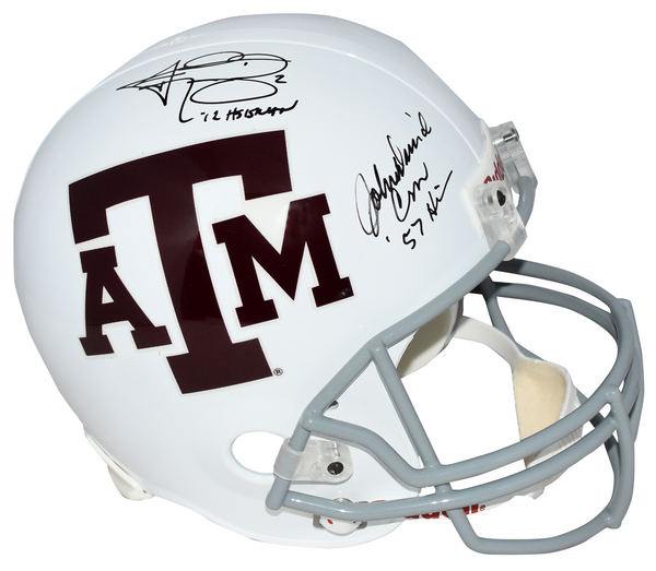 JOHN DAVID CROW & JOHNNY MANZIEL SIGNED TEXAS A&M AGGIES FULL SIZE HELMET JSA