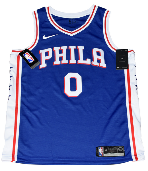 TYRESE MAXEY SIGNED PHILADELPHIA 76ERS #0 BLUE NIKE SWINGMAN JERSEY W/ MAD MAX