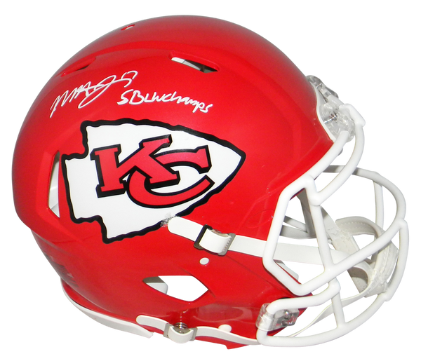 MECOLE HARDMAN SIGNED KANSAS CITY CHIEFS AUTHENTIC SPEED HELMET W/ SB LIV CHAMPS