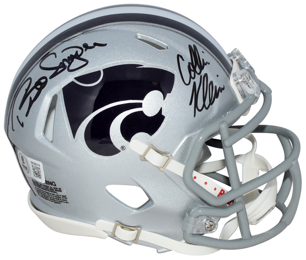 BILL SNYDER & COLLIN KLEIN SIGNED KANSAS STATE WILDCATS SPEED MINI HELMET BAS