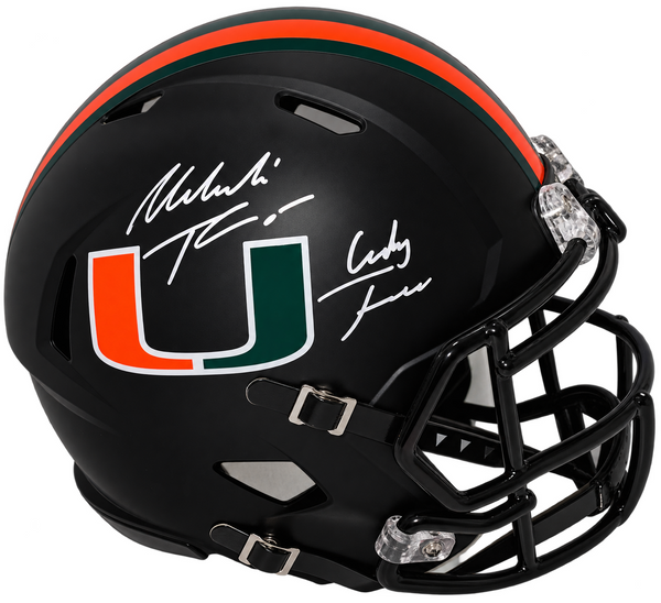 MALACHI TONEY SIGNED MIAMI HURRICANES BLACK FULL SIZE SPEED HELMET W/ BABY JESUS