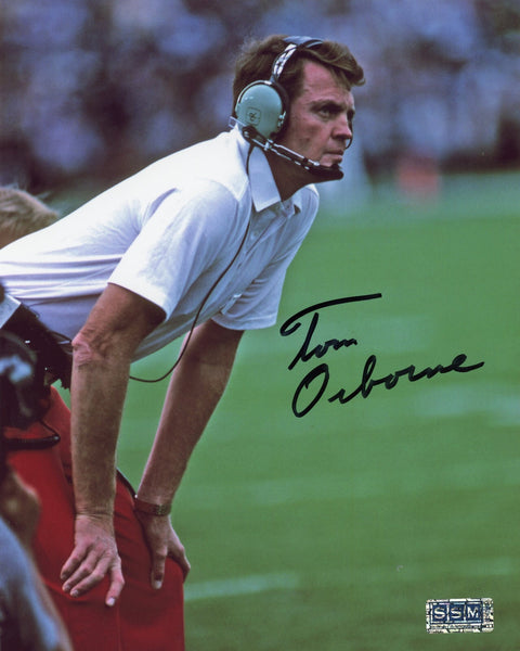 TOM OSBORNE SIGNED AUTOGRAPHED NEBRASKA CORNHUSKERS 8x10 PHOTO COA