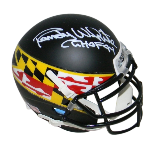 RANDY WHITE AUTOGRAPHED MARYLAND TERRAPINS MATTE BLACK MINI HELMET JSA
