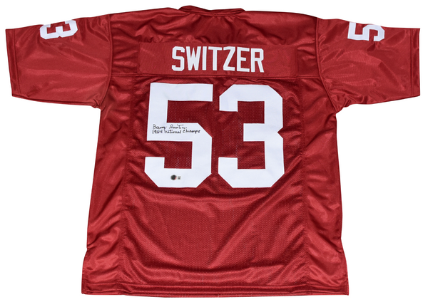 BARRY SWITZER SIGNED ARKANSAS RAZORBACKS #53 JERSEY W/ 1964 NATIONAL CHAMPS