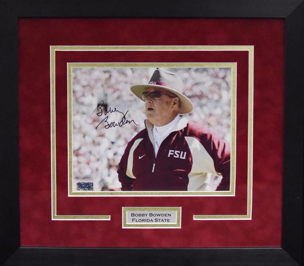 BOBBY BOWDEN AUTOGRAPHED FLORIDA STATE SEMINOLES 8x10 FRAMED PHOTO COA