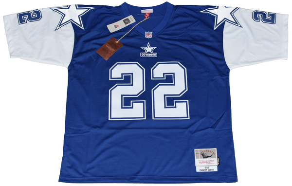 EMMITT SMITH SIGNED DALLAS COWBOYS #22 THROWBACK MITCHELL & NESS JERSEY BECKETT