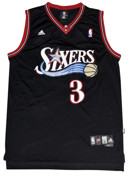 ALLEN IVERSON SIGNED PHILADELPHIA 76ERS #3 BLACK ADIDAS SWINGMAN JERSEY JSA